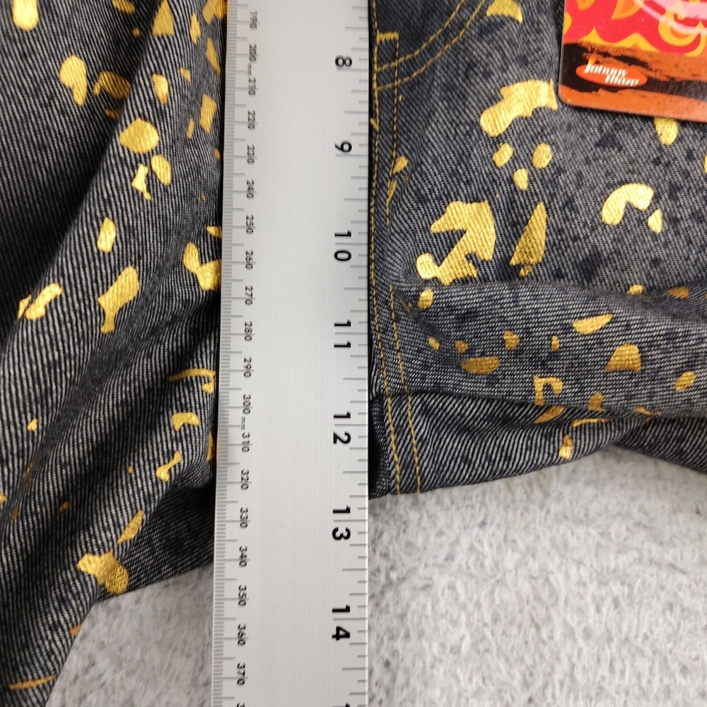 VTG Johnny Blaze Flame Flare Jeans Women's Size 13 W33 x L33 Gold Splatter Y2K - Picture 5 of 8